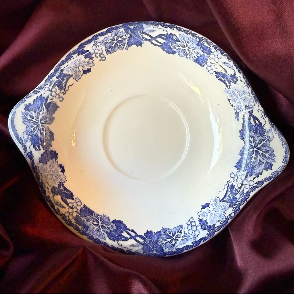 Artmark Porcelain Blue and Ivory Grapevine Saucer Vintage